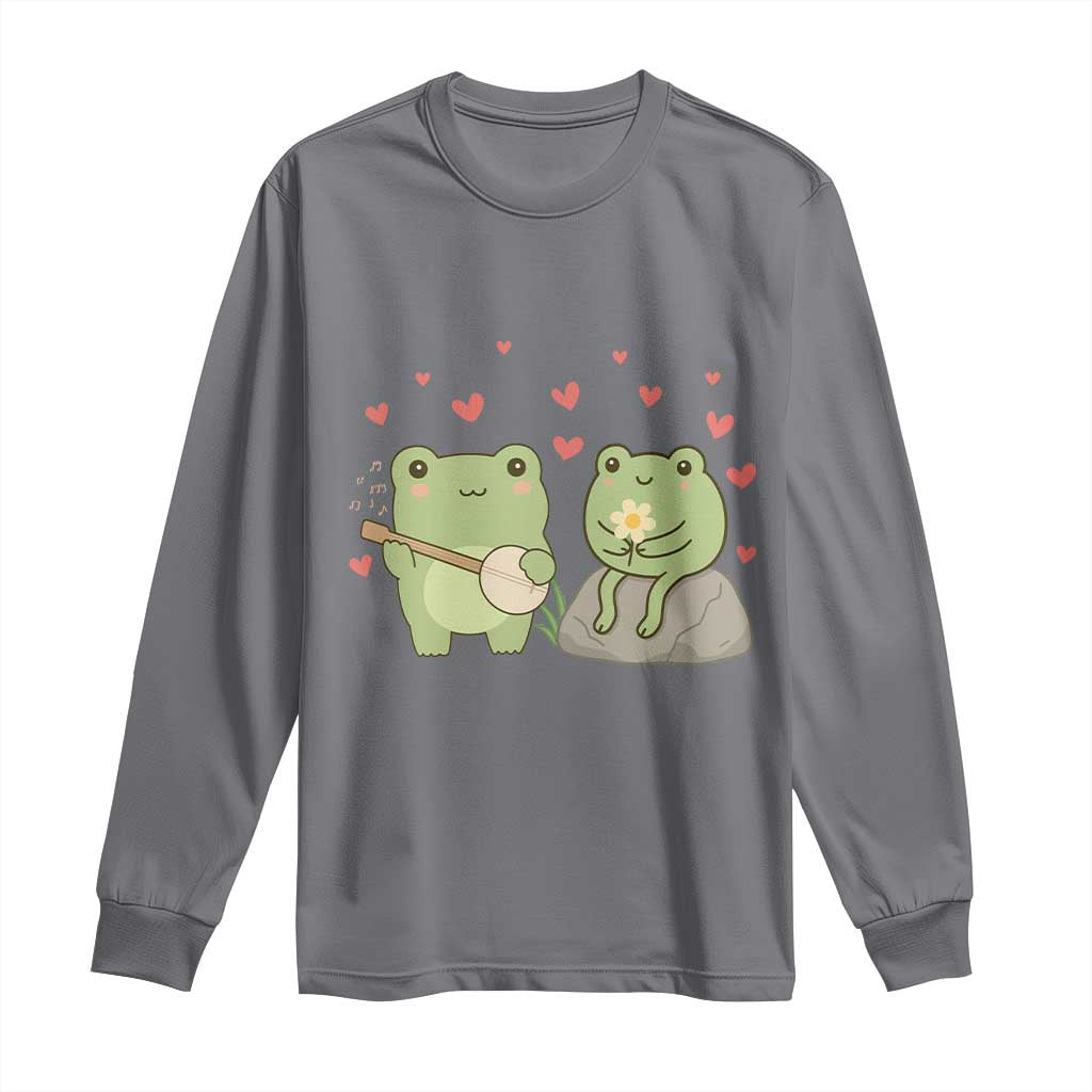 Cute Frog Lover Gift Long Sleeve Shirt Romantic Frog Music TS12 Charcoal Print Your Wear