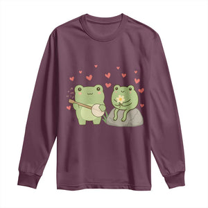 Cute Frog Lover Gift Long Sleeve Shirt Romantic Frog Music TS12 Maroon Print Your Wear