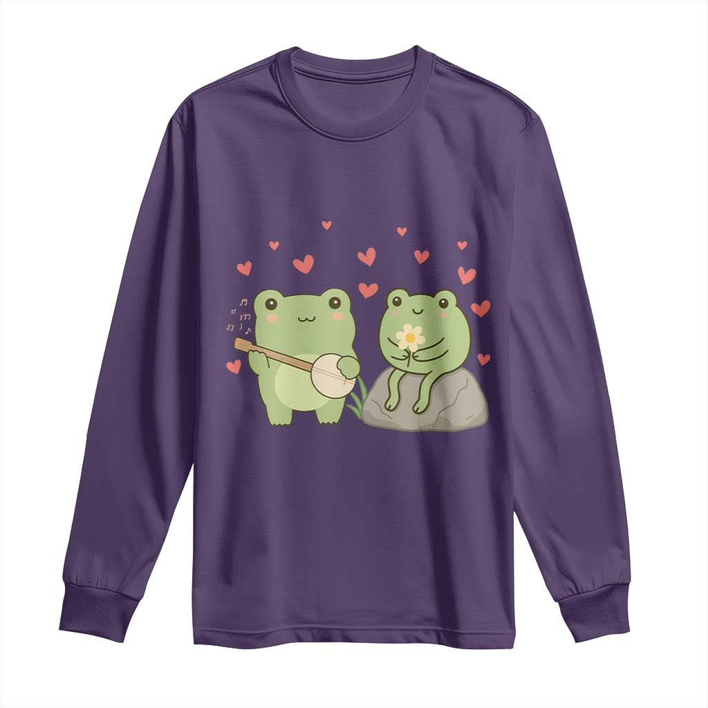 Cute Frog Lover Gift Long Sleeve Shirt Romantic Frog Music TS12 Purple Print Your Wear