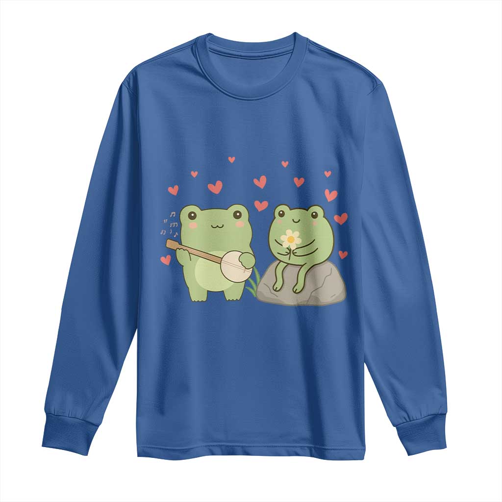 Cute Frog Lover Gift Long Sleeve Shirt Romantic Frog Music TS12 Royal Blue Print Your Wear
