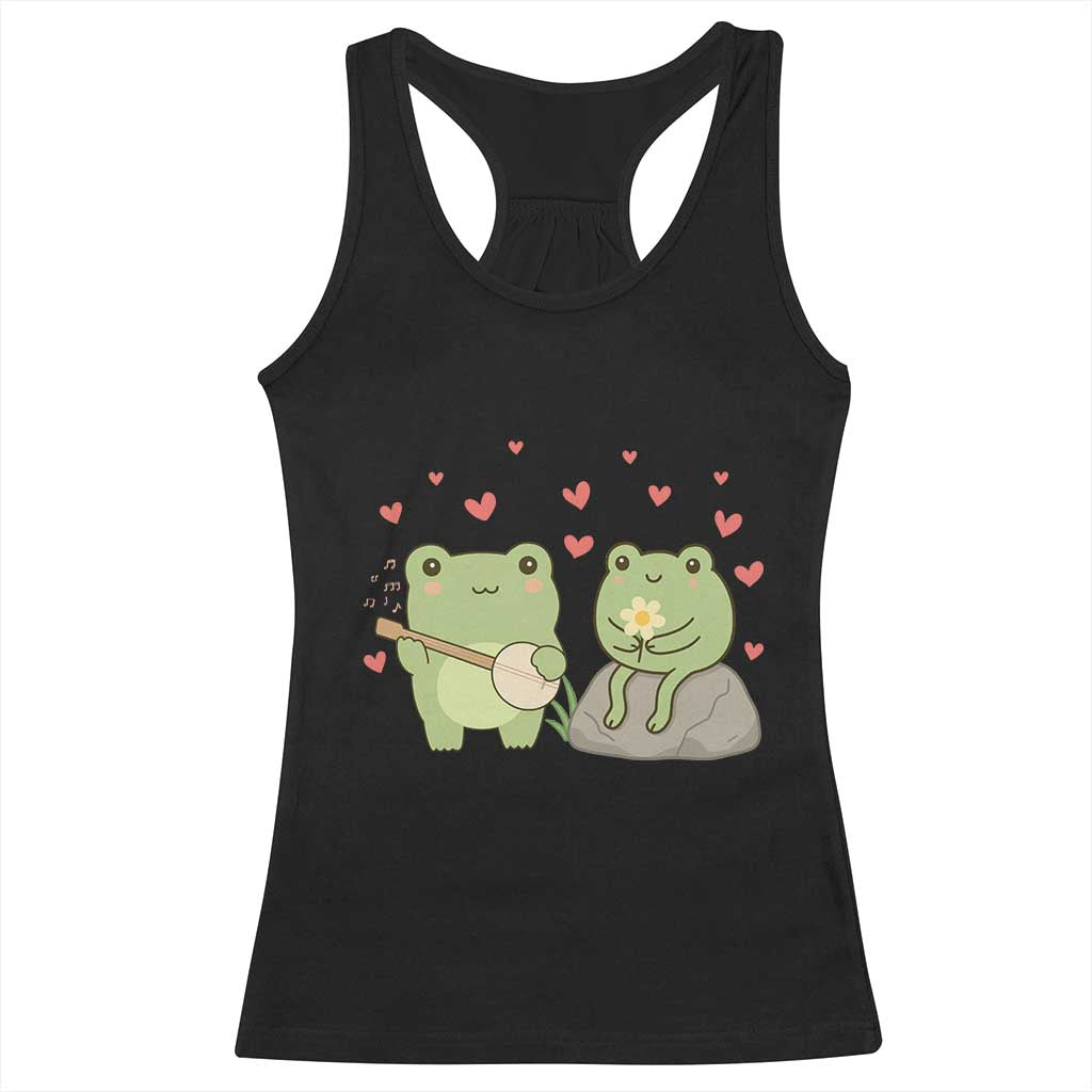 Cute Frog Lover Gift Racerback Tank Top Romantic Frog Music TS12 Black Print Your Wear