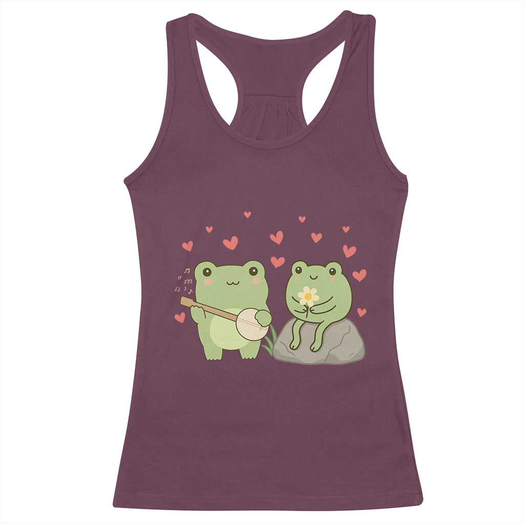 Cute Frog Lover Gift Racerback Tank Top Romantic Frog Music TS12 Maroon Print Your Wear