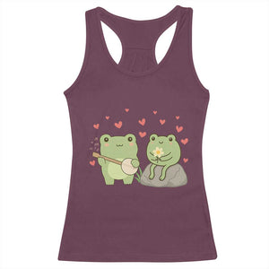 Cute Frog Lover Gift Racerback Tank Top Romantic Frog Music TS12 Maroon Print Your Wear