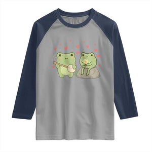 Cute Frog Lover Gift Raglan Shirt Romantic Frog Music TS12 Sport Gray Navy Print Your Wear