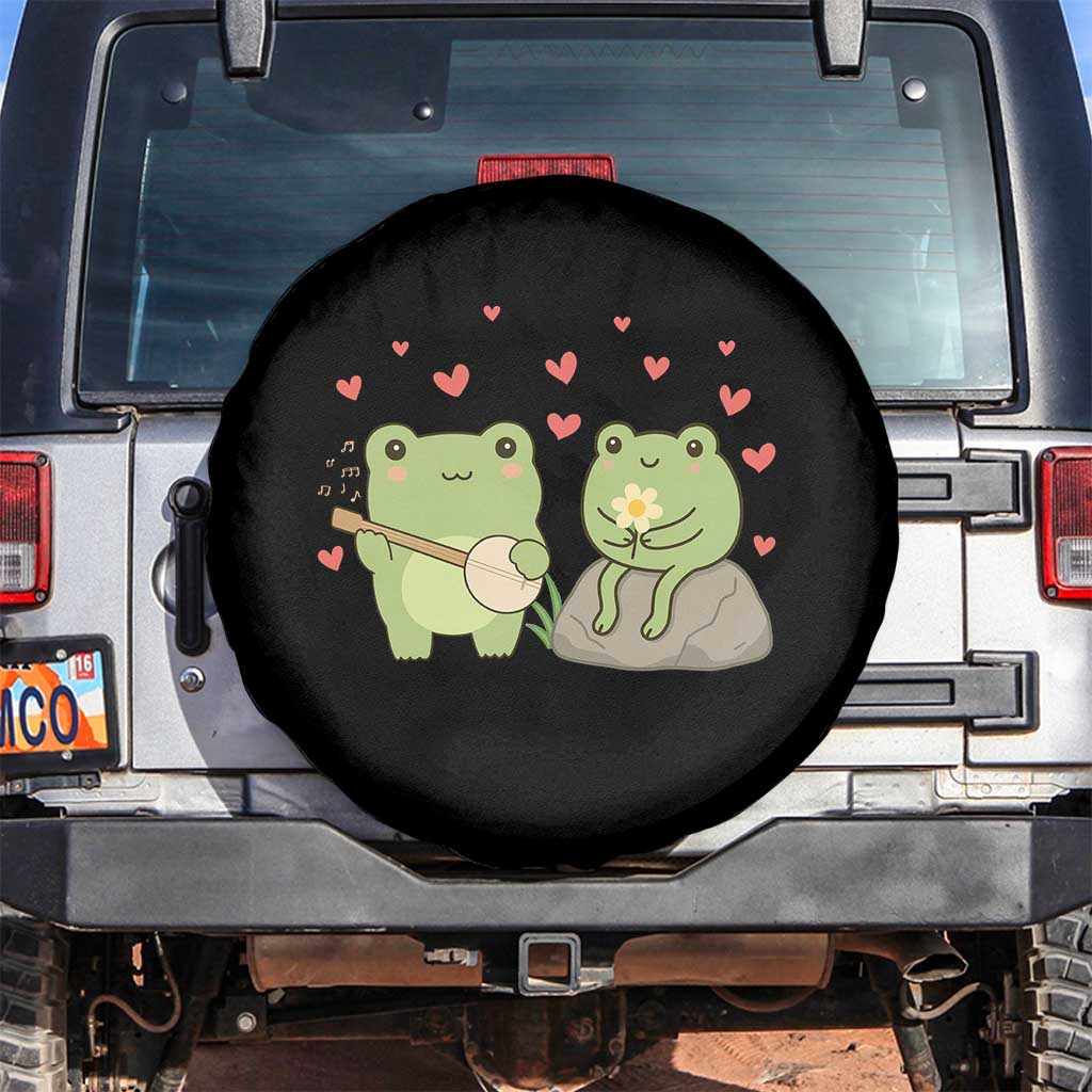 Cute Frog Lover Gift Spare Tire Cover Romantic Frog Music TS12 No hole Black Print Your Wear