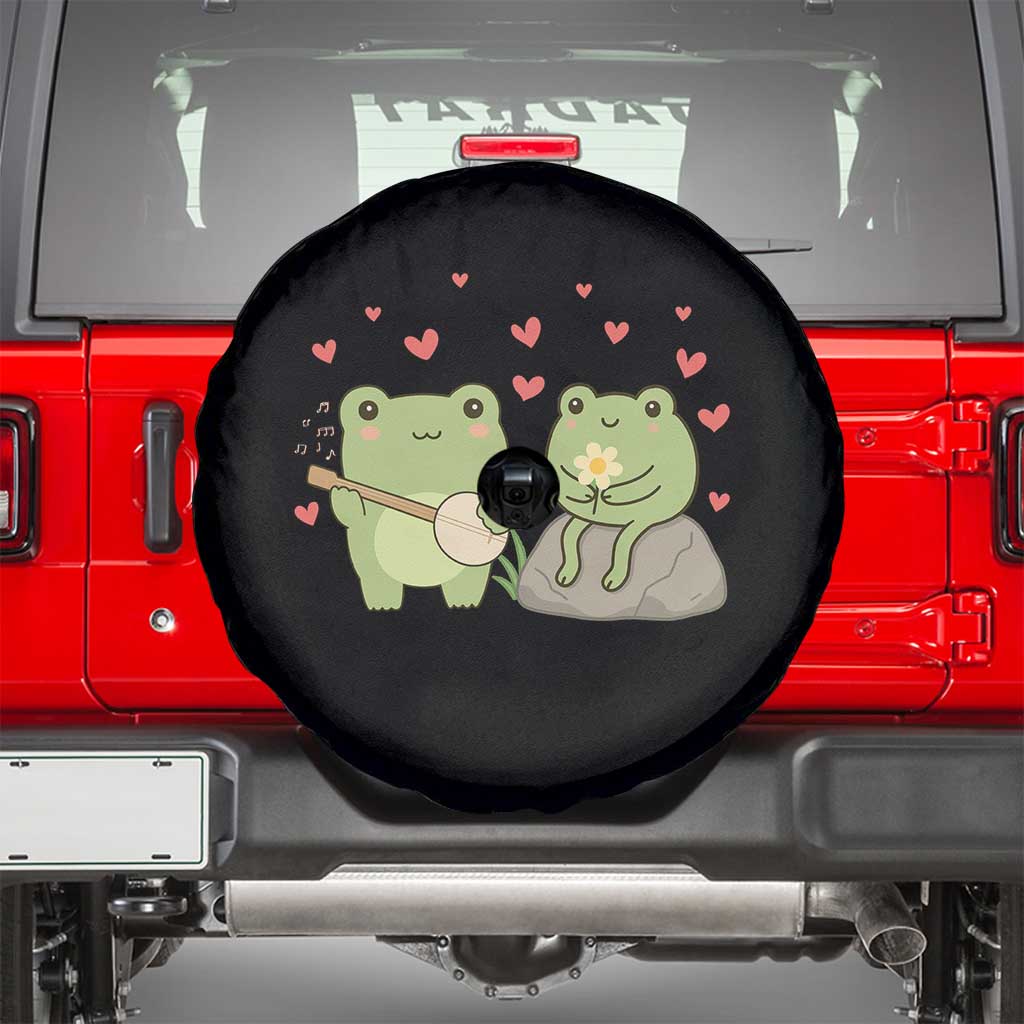 Cute Frog Lover Gift Spare Tire Cover Romantic Frog Music TS12 Black Print Your Wear