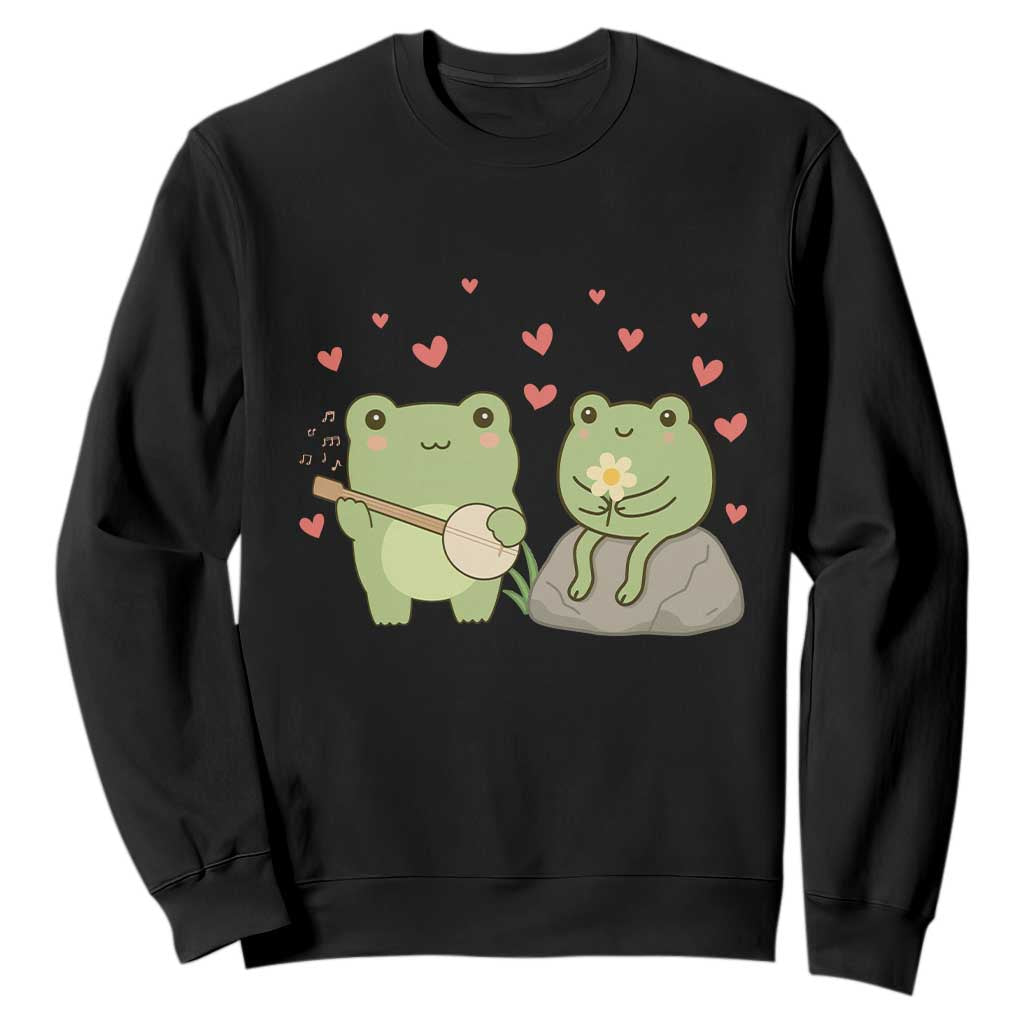 Cute Frog Lover Gift Sweatshirt Romantic Frog Music TS12 Black Print Your Wear