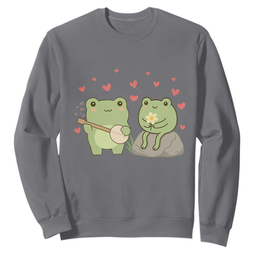 Cute Frog Lover Gift Sweatshirt Romantic Frog Music TS12 Charcoal Print Your Wear