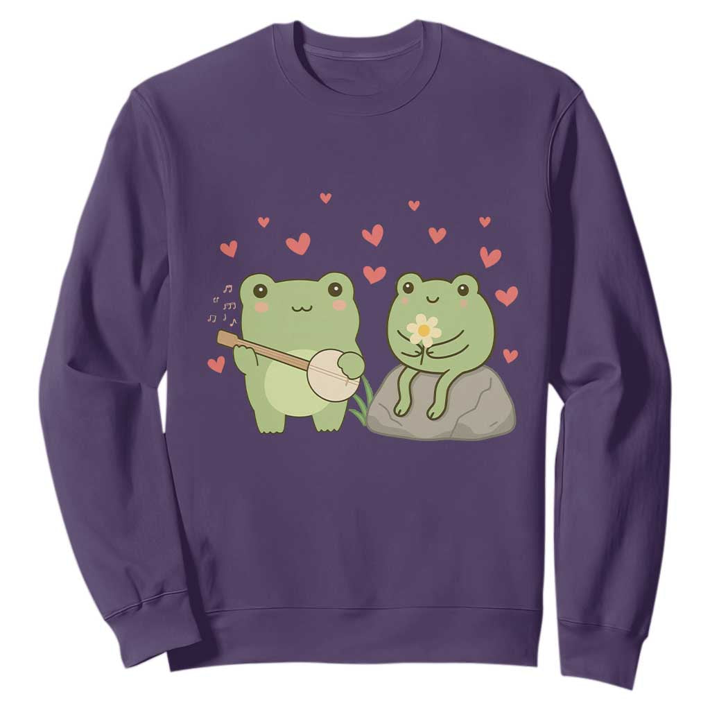 Cute Frog Lover Gift Sweatshirt Romantic Frog Music TS12 Purple Print Your Wear