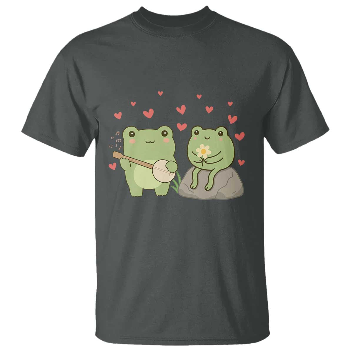 Cute Frog Lover Gift T Shirt Romantic Frog Music TS12 Dark Heather Print Your Wear