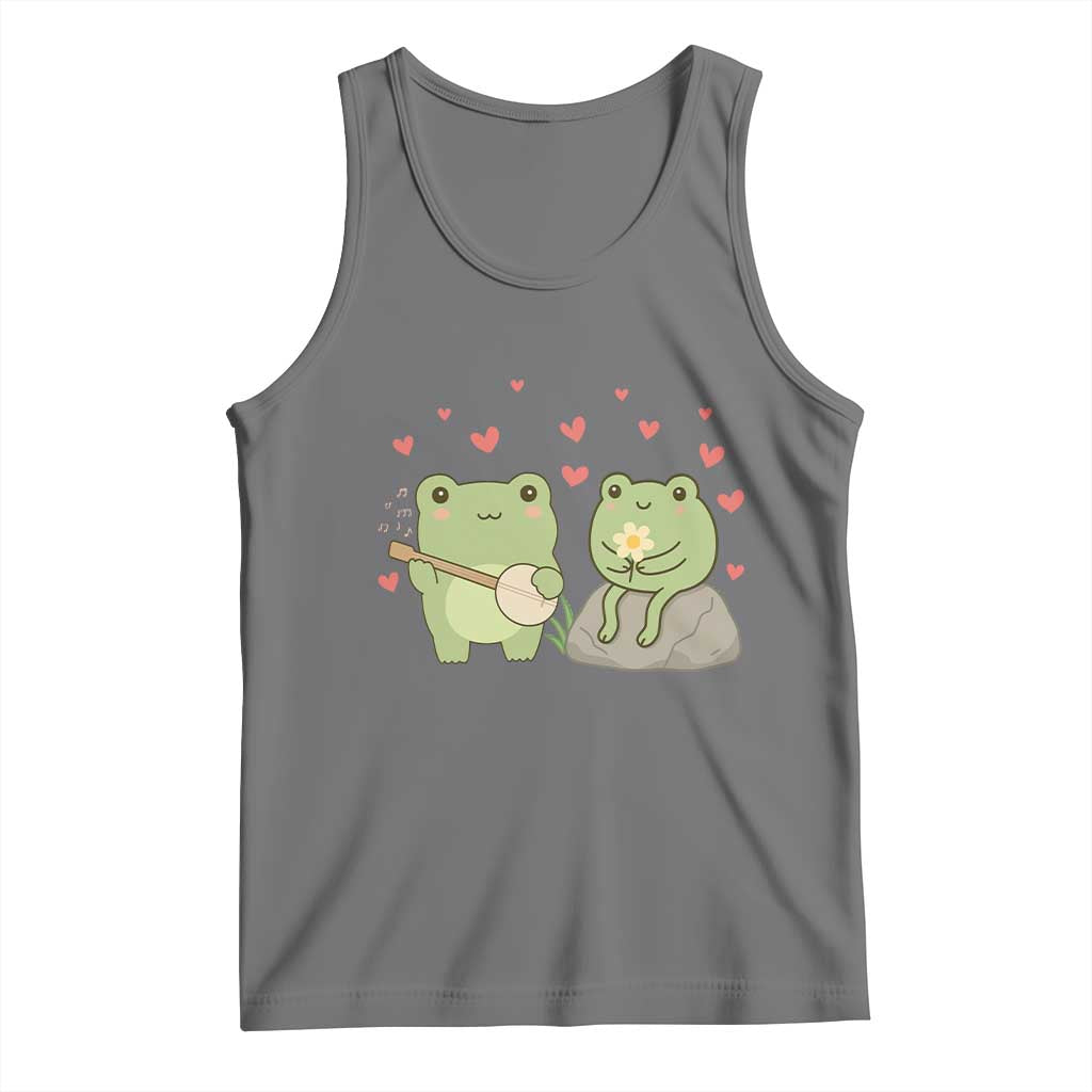Cute Frog Lover Gift Tank Top Romantic Frog Music TS12 Black Heather Print Your Wear