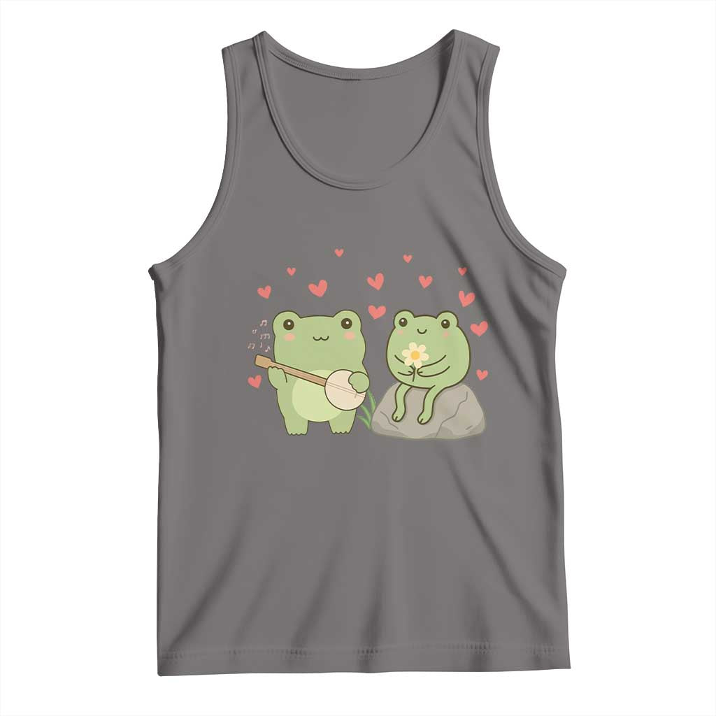 Cute Frog Lover Gift Tank Top Romantic Frog Music TS12 Deep Heather Print Your Wear