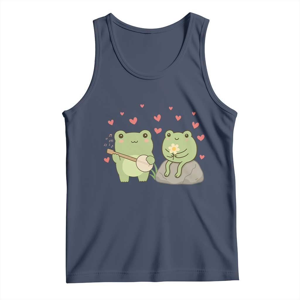 Cute Frog Lover Gift Tank Top Romantic Frog Music TS12 Navy Print Your Wear