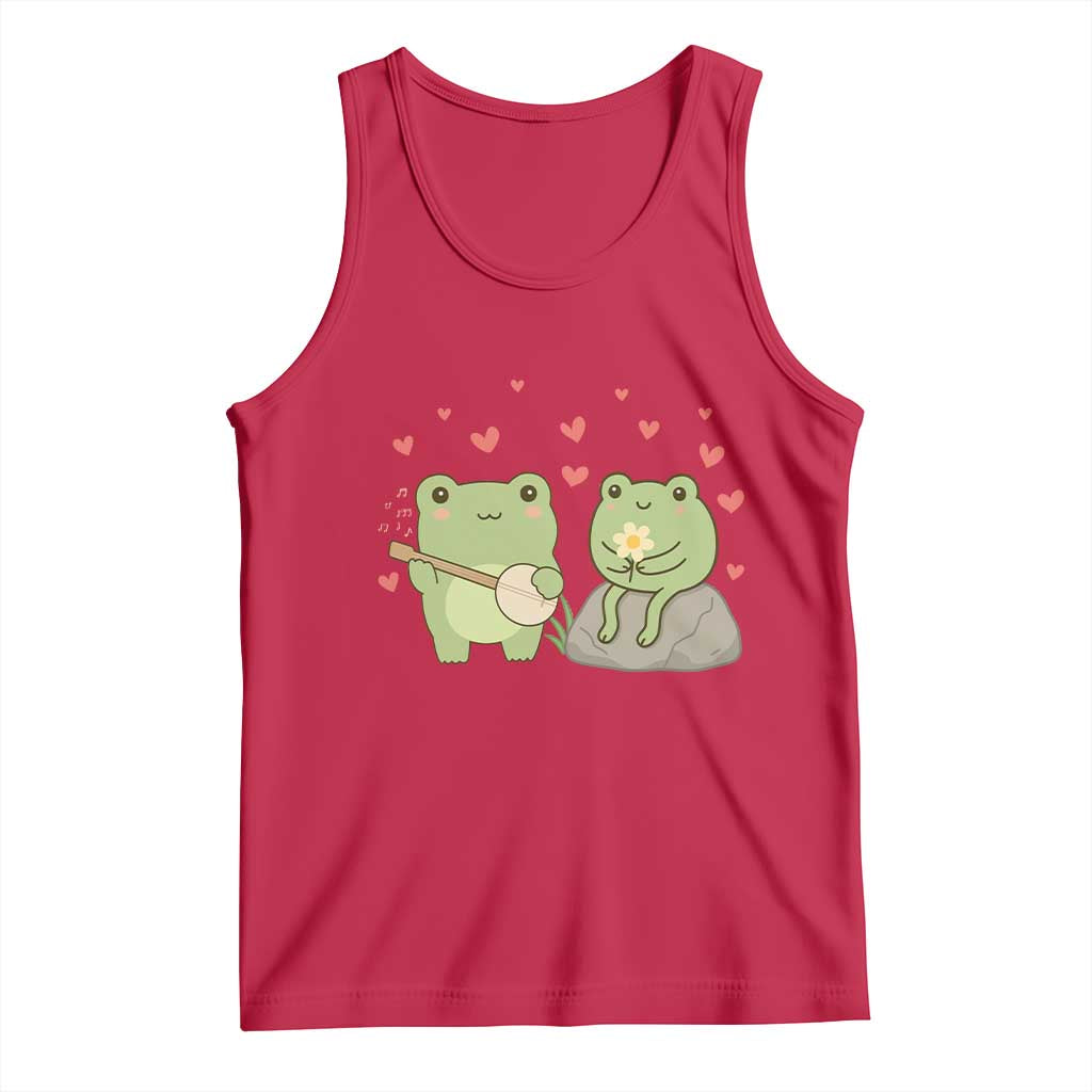 Cute Frog Lover Gift Tank Top Romantic Frog Music TS12 Red Print Your Wear