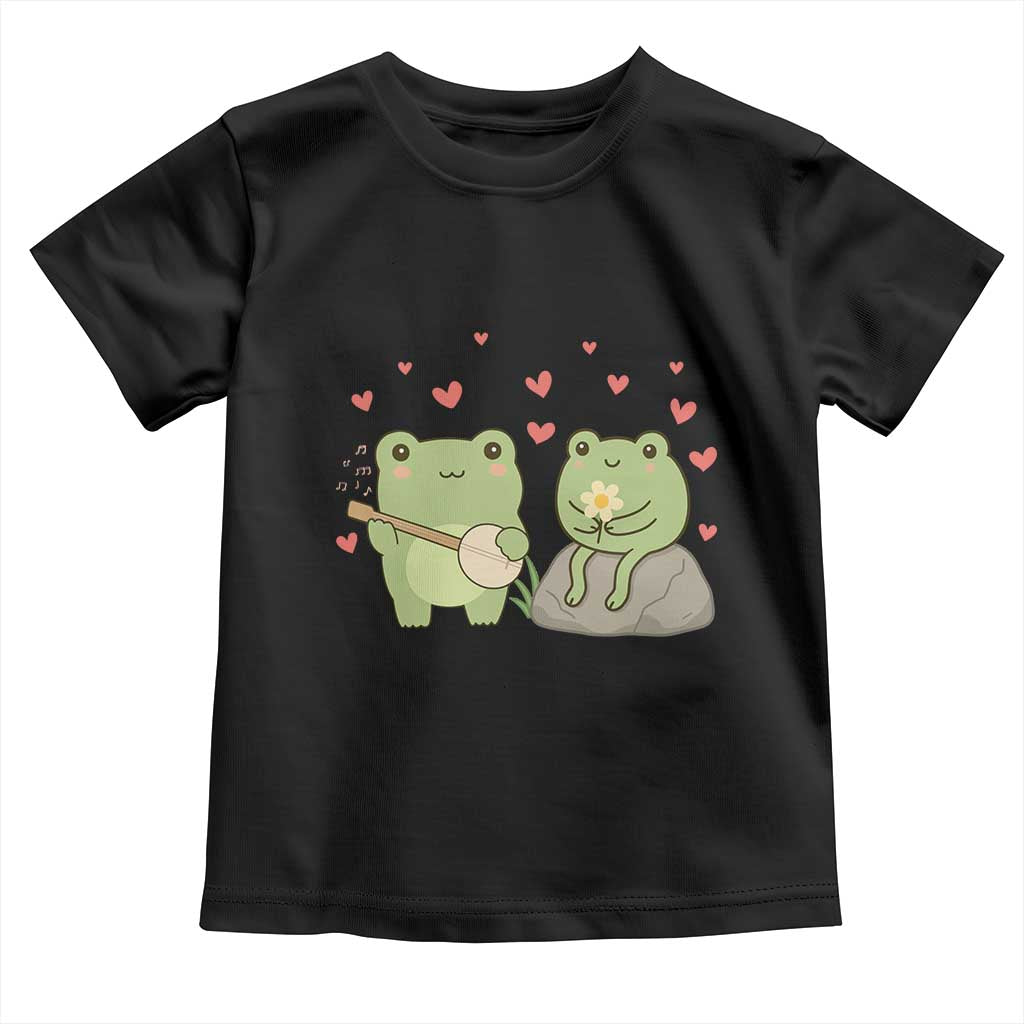 Cute Frog Lover Gift Toddler T Shirt Romantic Frog Music TS12 Black Print Your Wear
