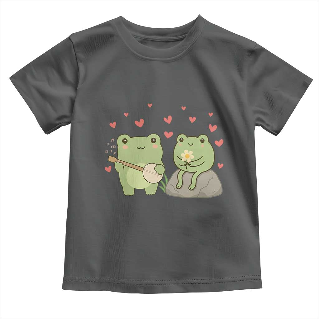 Cute Frog Lover Gift Toddler T Shirt Romantic Frog Music TS12 Dark Heather Print Your Wear