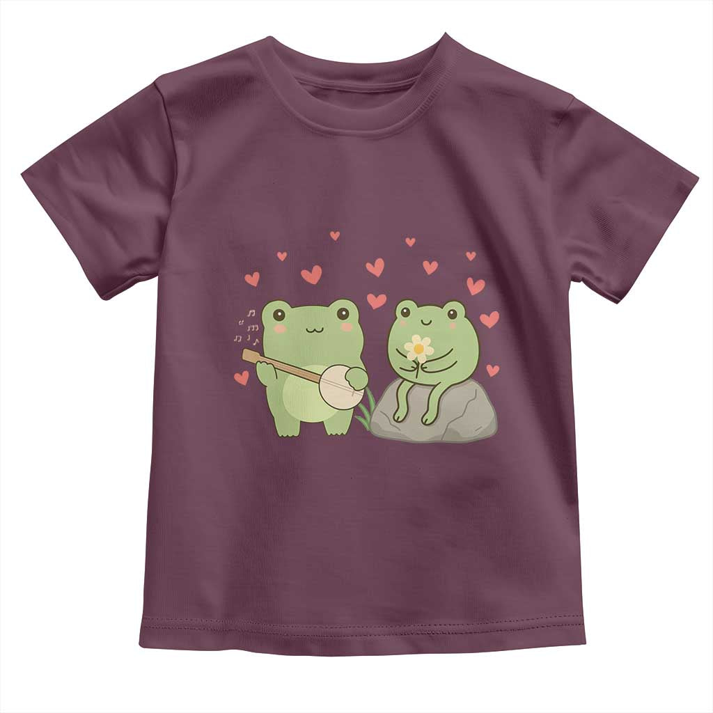 Cute Frog Lover Gift Toddler T Shirt Romantic Frog Music TS12 Maroon Print Your Wear