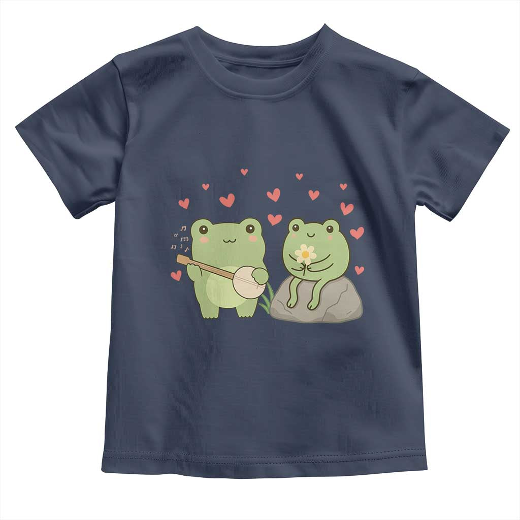 Cute Frog Lover Gift Toddler T Shirt Romantic Frog Music TS12 Navy Print Your Wear
