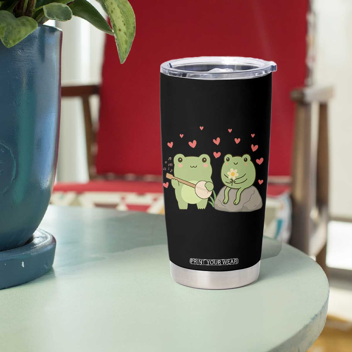 Cute Frog Lover Gift Tumbler Cup Romantic Frog Music TS12 Print Your Wear