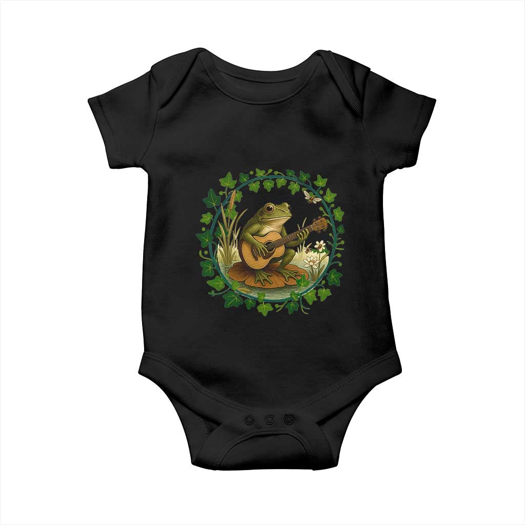 Funny Frog Playing Guitar Baby Onesie Music Lovers Gift TS12 Black Print Your Wear