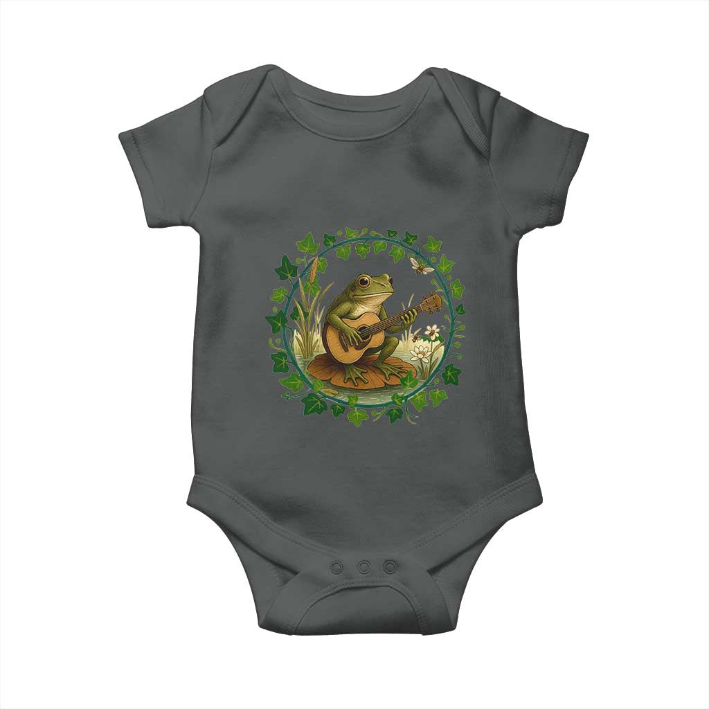 Funny Frog Playing Guitar Baby Onesie Music Lovers Gift TS12 Dark Heather Print Your Wear