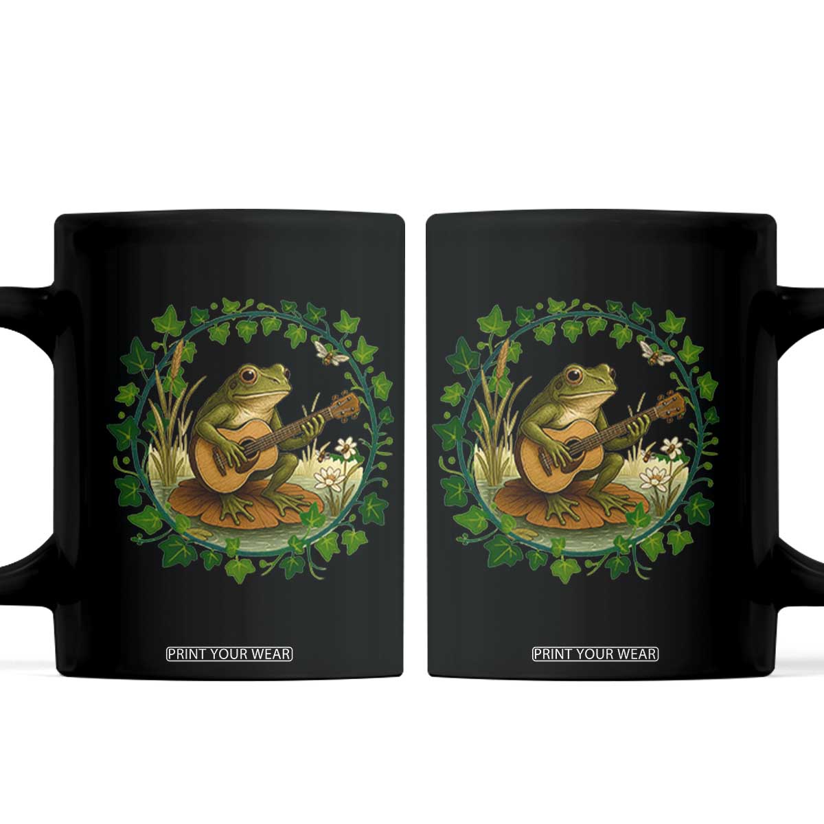 Funny Frog Playing Guitar Coffee Mug Music Lovers Gift TS12 Black Print Your Wear