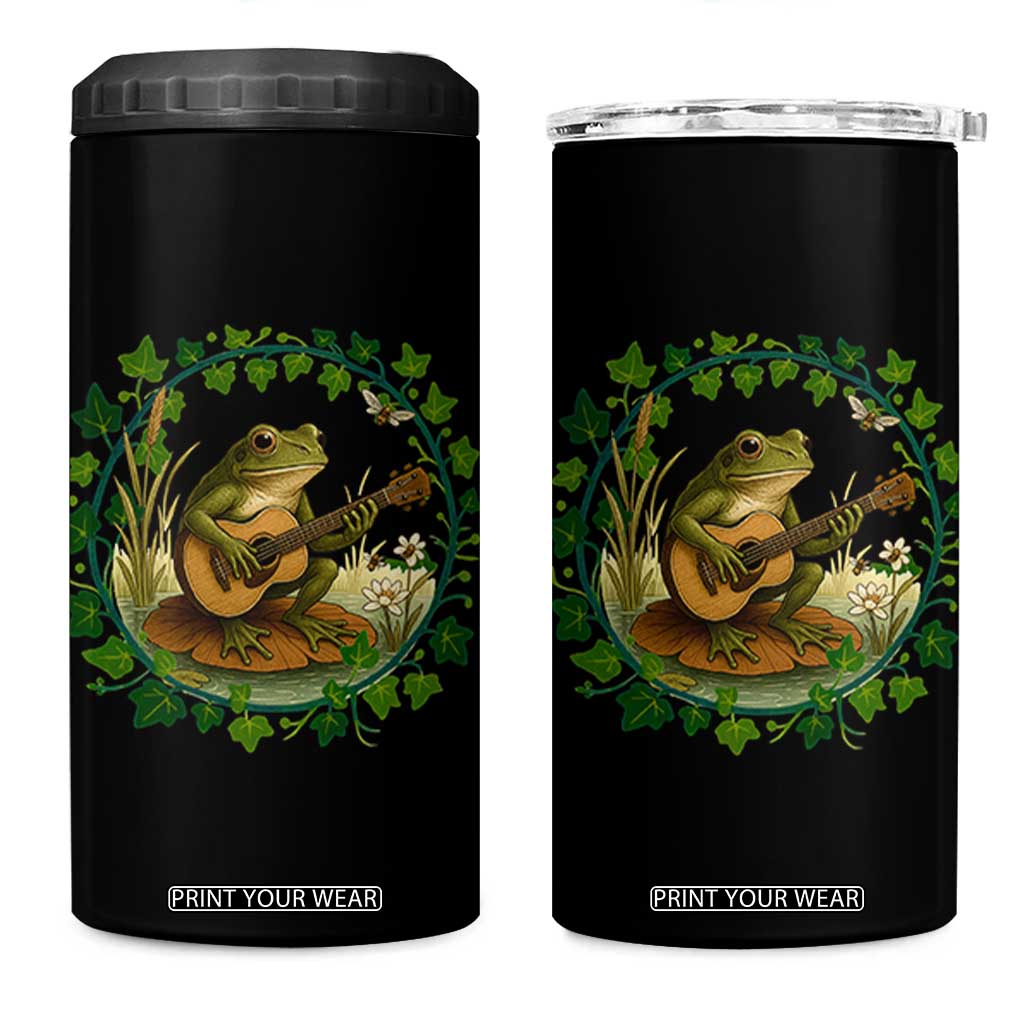 Funny Frog Playing Guitar 4 in 1 Can Cooler Tumbler Music Lovers Gift TS12 One Size: 16 oz Black Print Your Wear