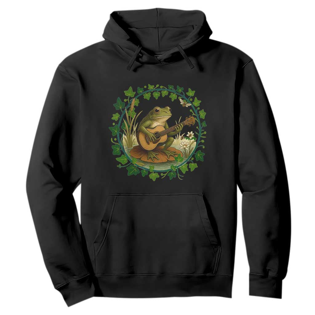 Funny Frog Playing Guitar Hoodie Music Lovers Gift TS12 Black Print Your Wear