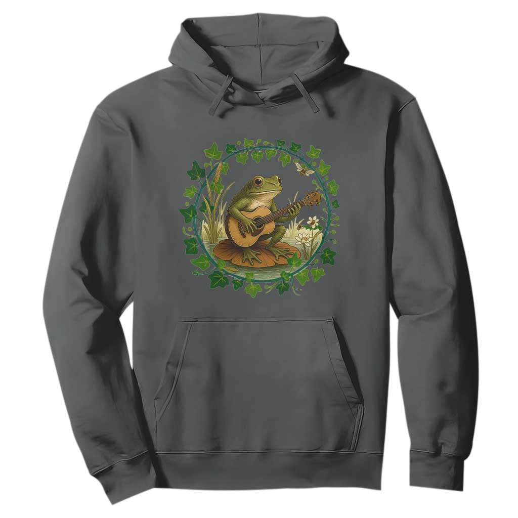 Funny Frog Playing Guitar Hoodie Music Lovers Gift TS12 Dark Heather Print Your Wear