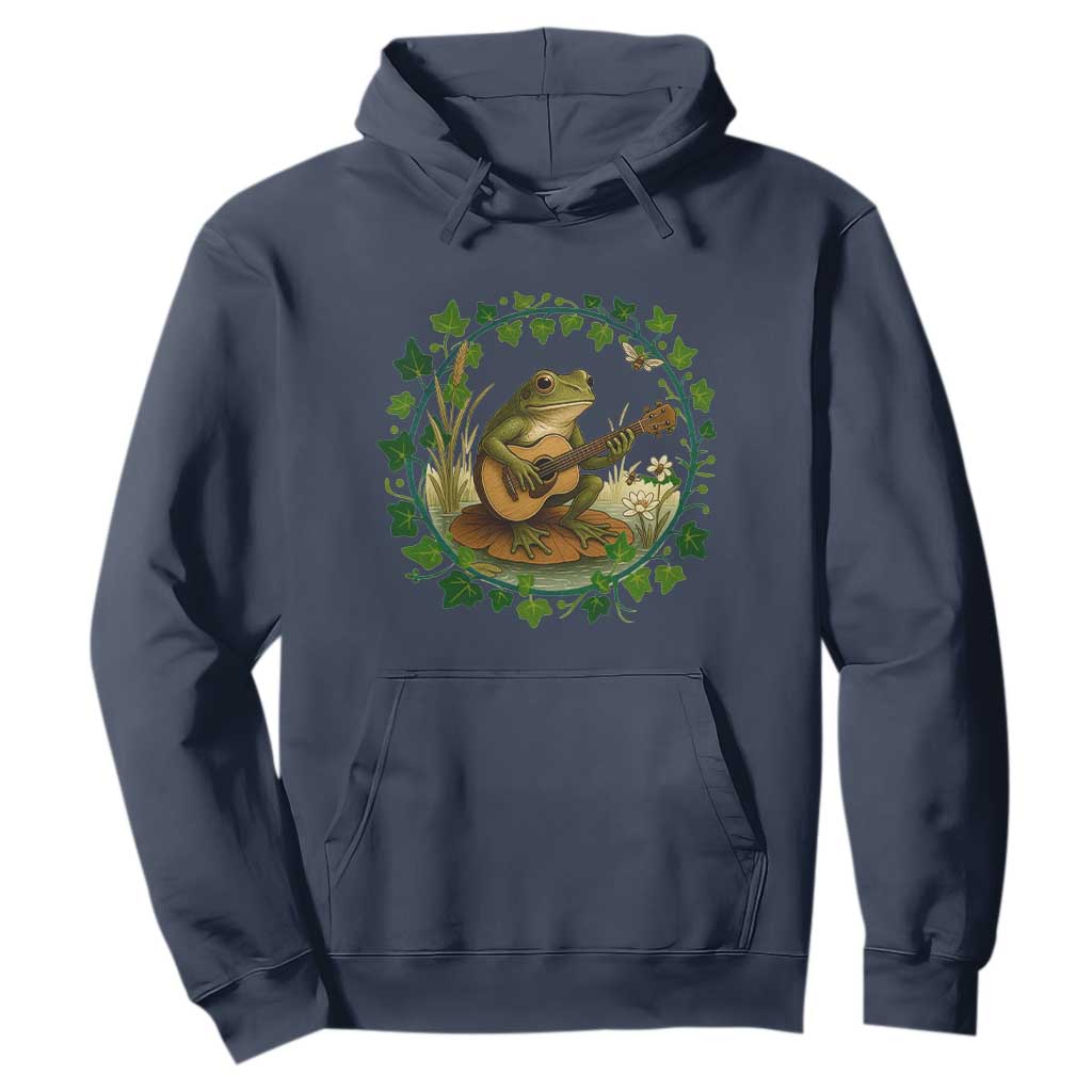 Funny Frog Playing Guitar Hoodie Music Lovers Gift TS12 Navy Print Your Wear