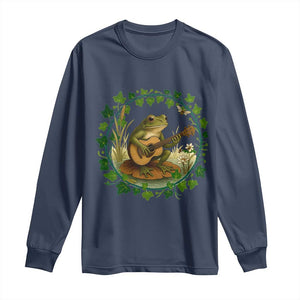 Funny Frog Playing Guitar Long Sleeve Shirt Music Lovers Gift TS12 Navy Print Your Wear