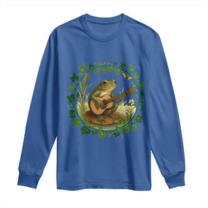 Funny Frog Playing Guitar Long Sleeve Shirt Music Lovers Gift TS12 Royal Blue Print Your Wear