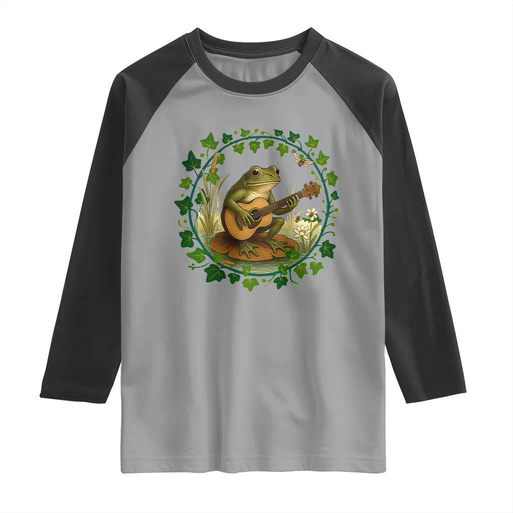 Funny Frog Playing Guitar Raglan Shirt Music Lovers Gift TS12 Sport Gray Black Print Your Wear