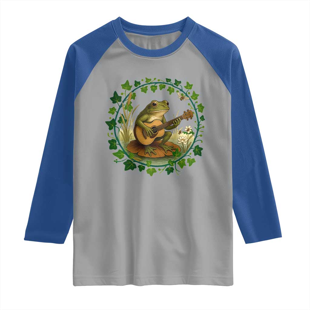 Funny Frog Playing Guitar Raglan Shirt Music Lovers Gift TS12 Sport Gray Royal Print Your Wear