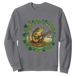 Funny Frog Playing Guitar Sweatshirt Music Lovers Gift TS12 Charcoal Print Your Wear