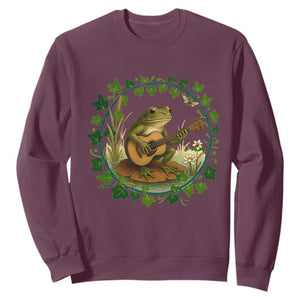 Funny Frog Playing Guitar Sweatshirt Music Lovers Gift TS12 Maroon Print Your Wear