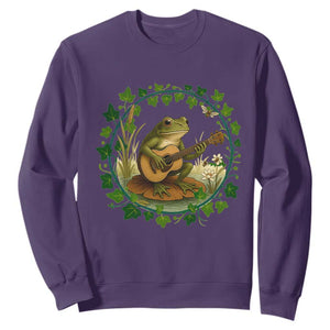 Funny Frog Playing Guitar Sweatshirt Music Lovers Gift TS12 Purple Print Your Wear