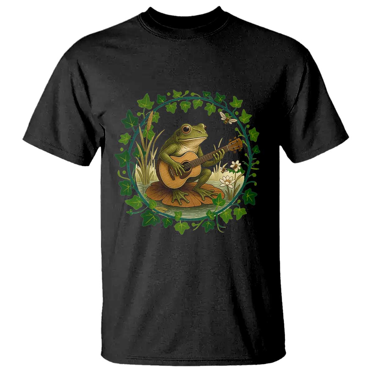 Funny Frog Playing Guitar T Shirt Music Lovers Gift TS12 Black Print Your Wear