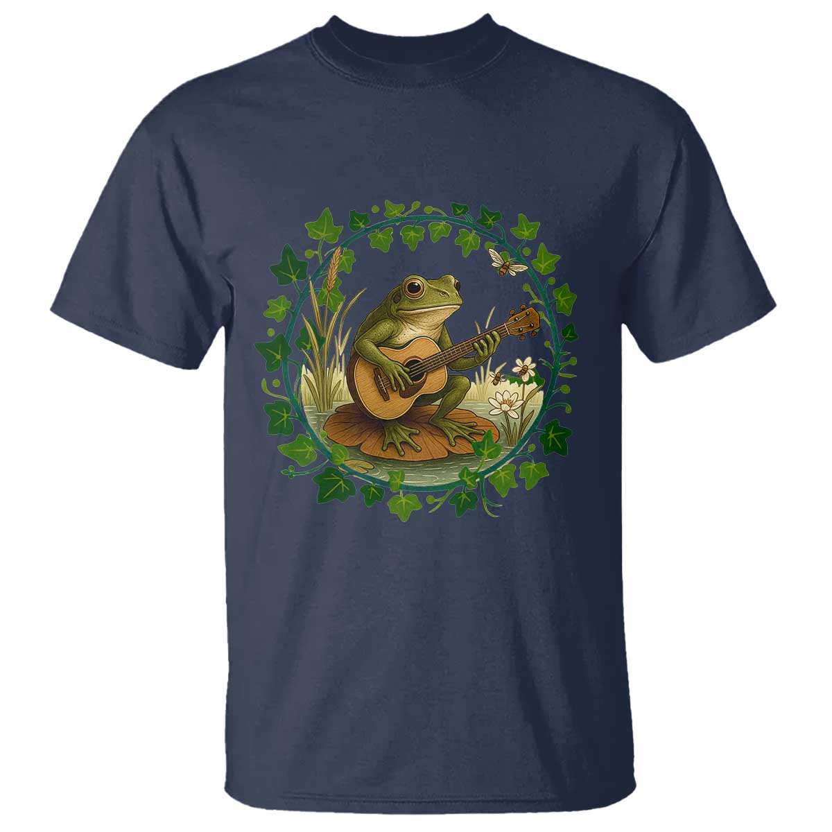 Funny Frog Playing Guitar T Shirt Music Lovers Gift TS12 Navy Print Your Wear