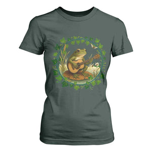 Funny Frog Playing Guitar T Shirt For Women Music Lovers Gift TS12 Dark Forest Green Print Your Wear