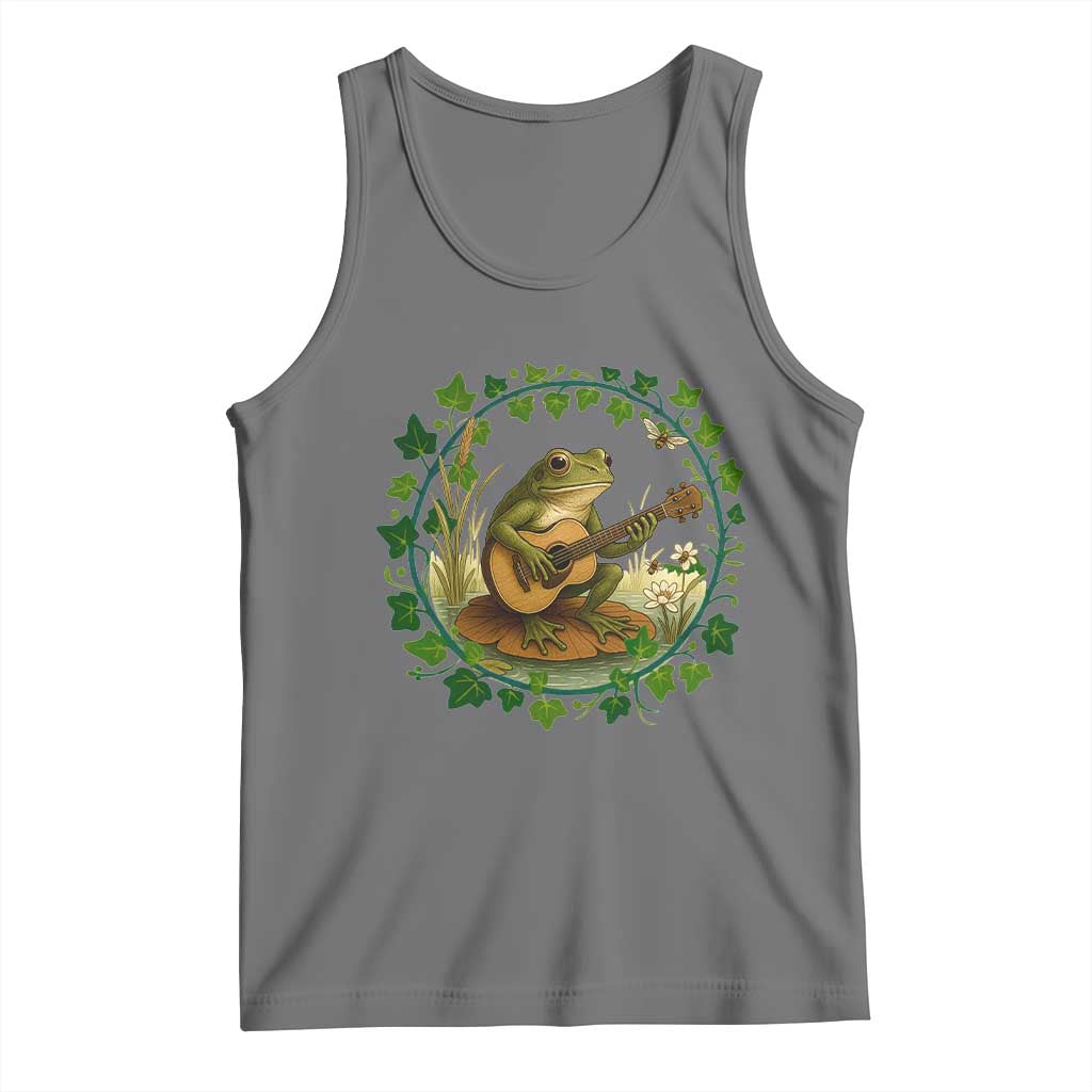 Funny Frog Playing Guitar Tank Top Music Lovers Gift TS12 Black Heather Print Your Wear