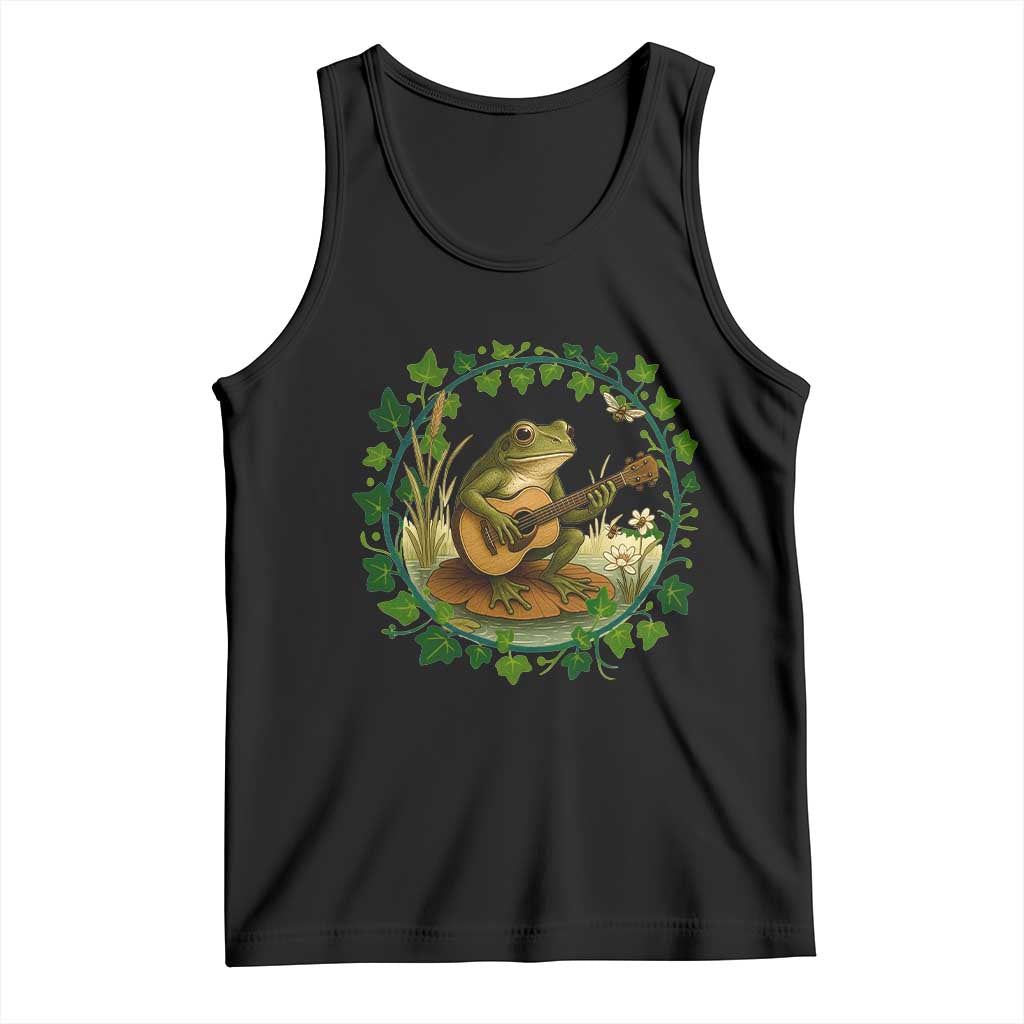Funny Frog Playing Guitar Tank Top Music Lovers Gift TS12 Black Print Your Wear