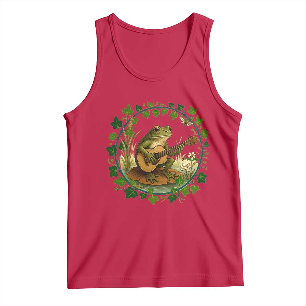 Funny Frog Playing Guitar Tank Top Music Lovers Gift TS12 Red Print Your Wear