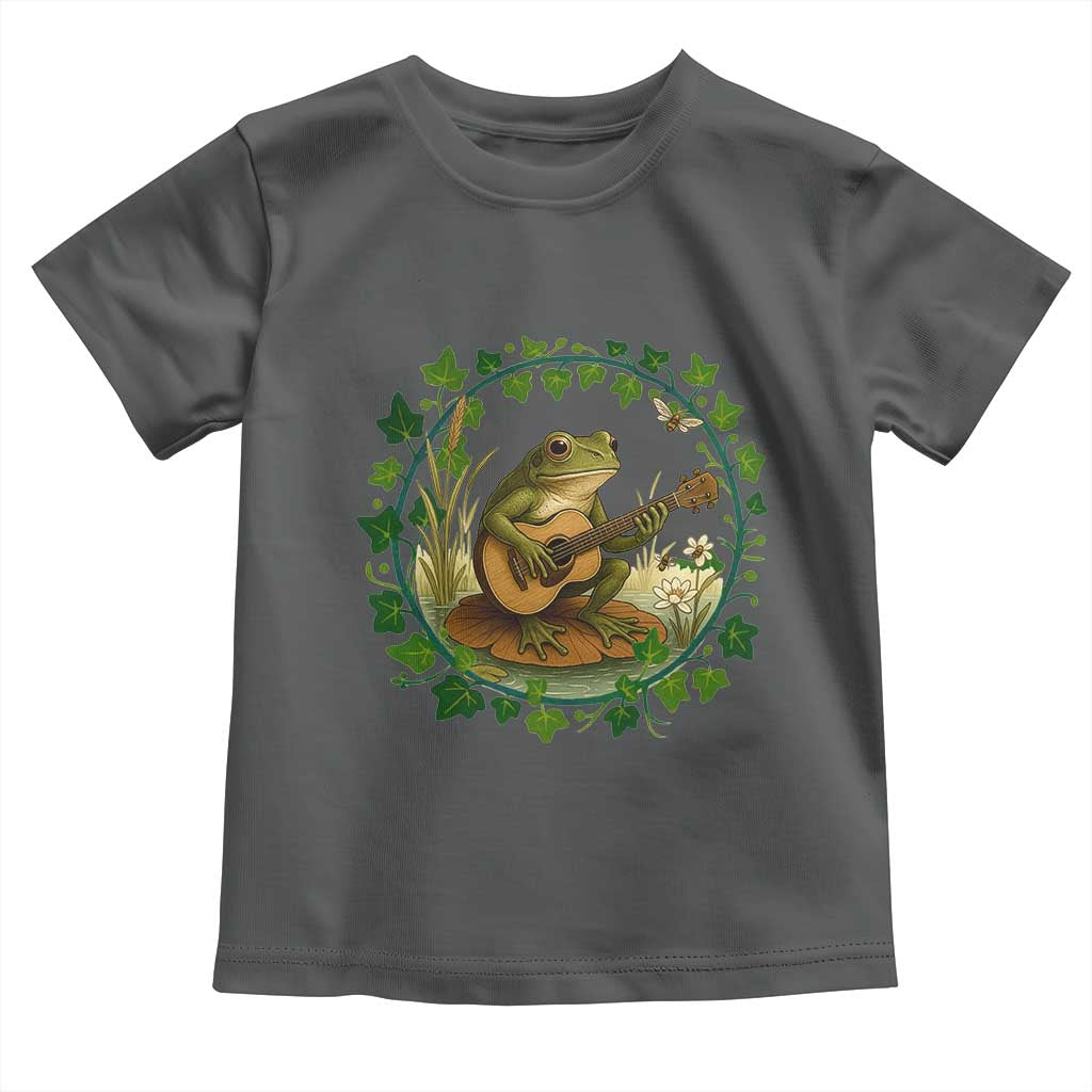Funny Frog Playing Guitar Toddler T Shirt Music Lovers Gift TS12 Dark Heather Print Your Wear