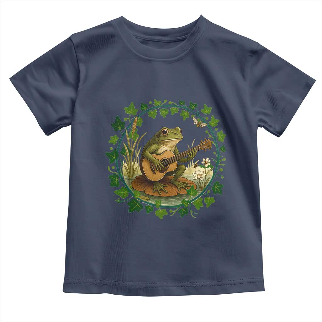 Funny Frog Playing Guitar Toddler T Shirt Music Lovers Gift TS12 Navy Print Your Wear