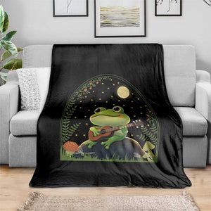 Frog Playing Guitar Throw Blanket Gift for Musicians TS12 Print Your Wear