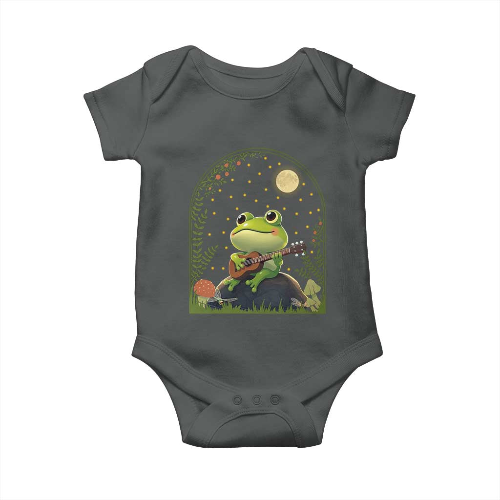 Frog Playing Guitar Baby Onesie Gift for Musicians TS12 Dark Heather Print Your Wear