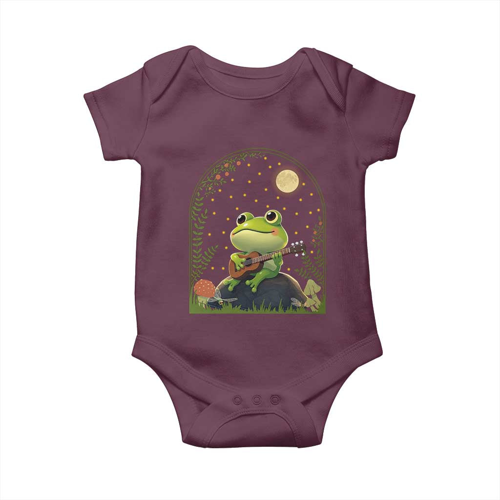 Frog Playing Guitar Baby Onesie Gift for Musicians TS12 Maroon Print Your Wear