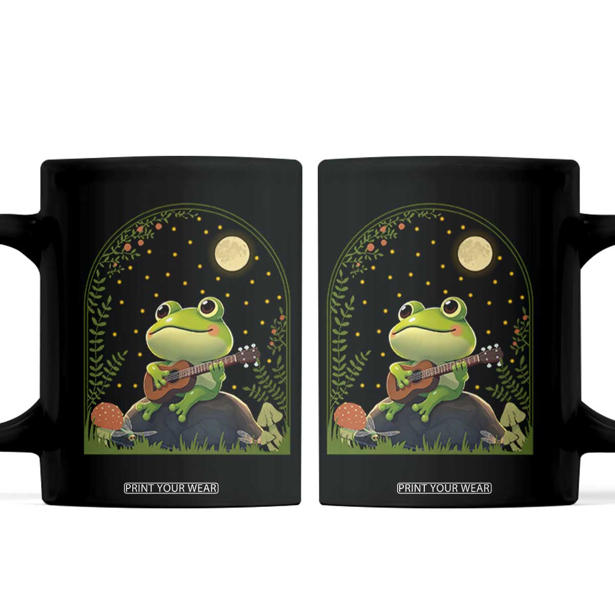 Frog Playing Guitar Coffee Mug Gift for Musicians TS12 Black Print Your Wear