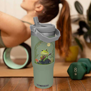 Frog Playing Guitar Flip Straw Tumbler Gift for Musicians TS12 One Size: 30 oz Moss Green Print Your Wear